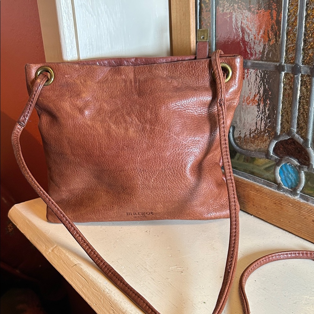 Margot Tan Leather Crossbody Bag
